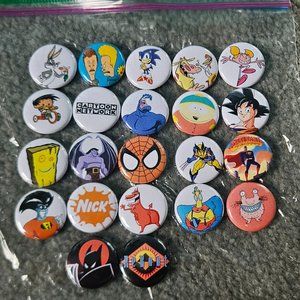 22 ct Assorted Cartoon Pins With Backings
